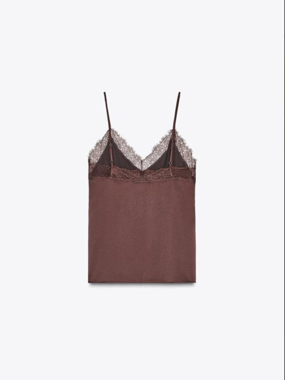 Satin Camisole with Lace Trim — Zara Chocolate Brown NWT XS - Picture 6 of 10